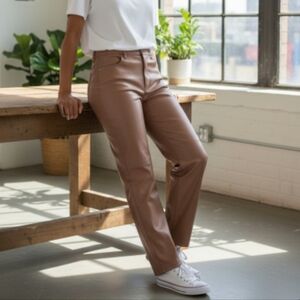 Abercrombie The 90s Straight Ultra High Rise Faux Leather Pants Curve Love 31